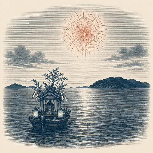 島の花火・精霊送り